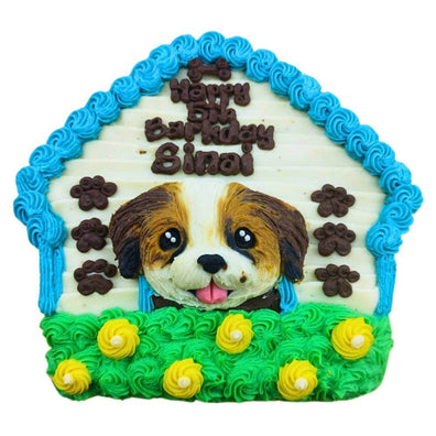 Dog House Cake with Portrait -  8 inches